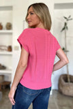 Double Take Full Size Cable-Knit Round Neck Short Sleeve Sweater - Trendsi - Flyclothing LLC