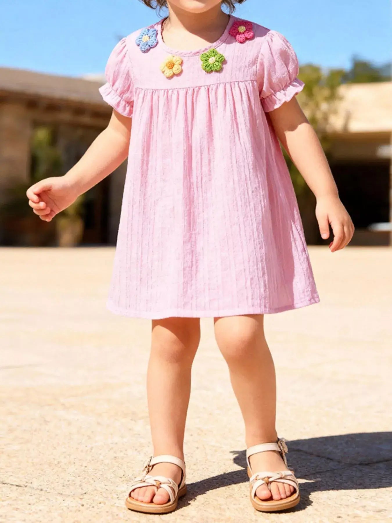 Children's Floral Ruffled Sleeve Dress - Trendsi - Flyclothing LLC