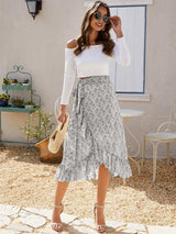 Printed Ruffled Midi Skirt - Trendsi - Flyclothing LLC