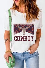 Graphic Round Neck Short Sleeve T-Shirt - Trendsi - Flyclothing LLC