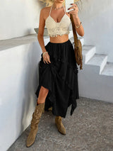 Devine Slit Drawstring Ruffled Skirt - Trendsi - Flyclothing LLC