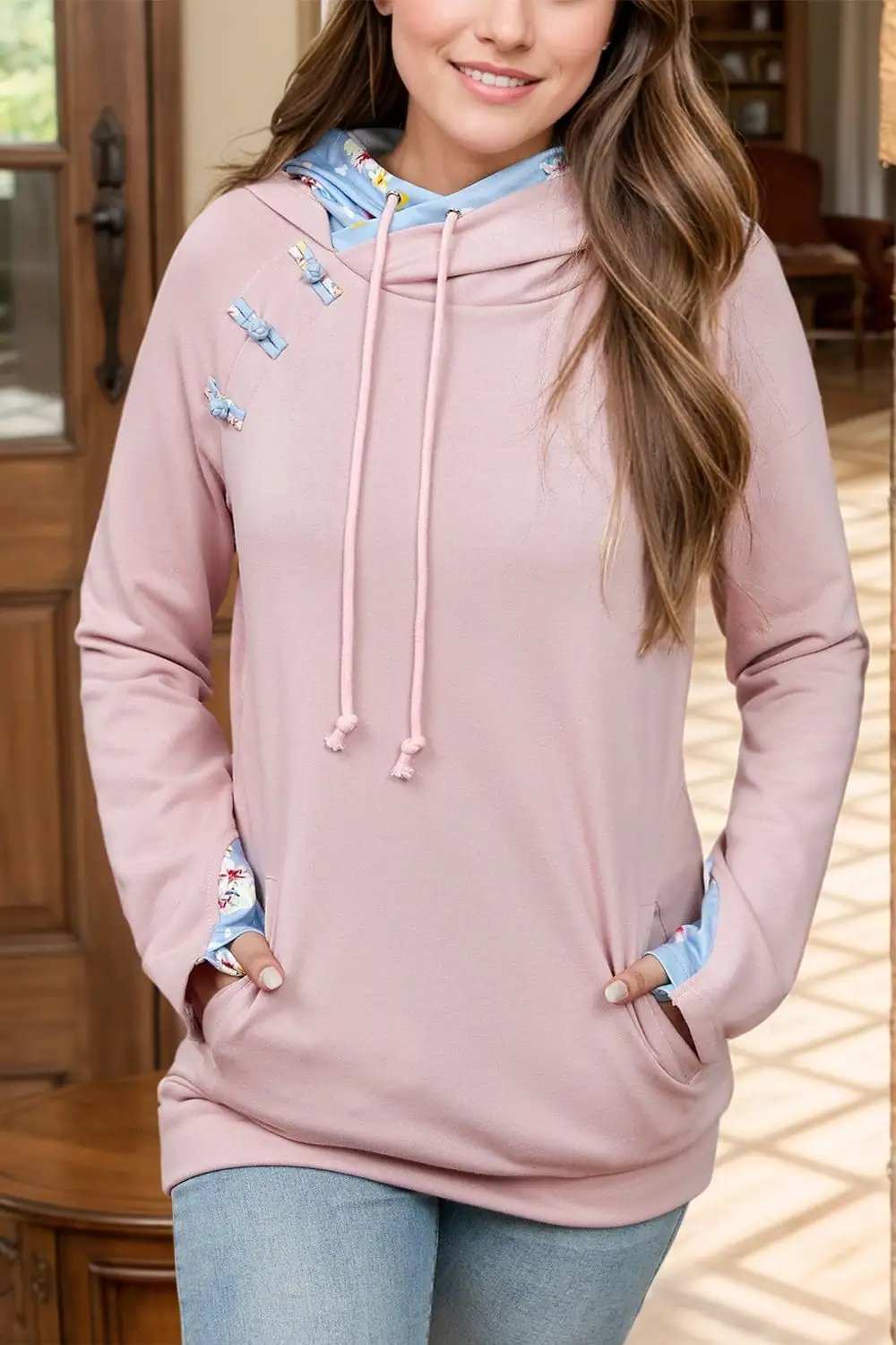 Full Size Drawstring Long Sleeve Printed Hoodie - Trendsi - Flyclothing LLC