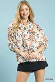 Umgee Mix Floral Print Balloon Sleeve Blouse - Trendsi - Flyclothing LLC