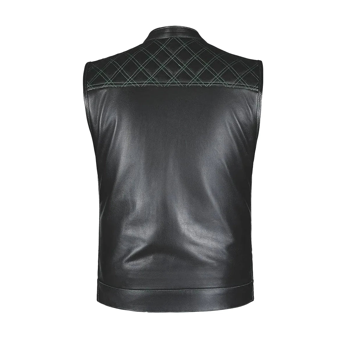 Green Diamond - Men's Club style Leather Motorcycle Vest - Unik Just for Bikers - Flyclothing LLC
