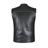 Green Diamond - Men's Club style Leather Motorcycle Vest - Unik Just for Bikers - Flyclothing LLC