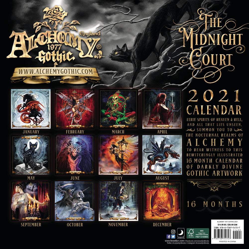 Alchemy Gothic 'The Midnight Court' 2021 Wall Calendar - Alchemy of England - Flyclothing LLC