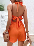 Smocked Halter Neck Romper - Trendsi - Flyclothing LLC
