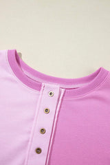 Color Block Half Button Long Sleeve Sweatshirt - Trendsi - Flyclothing LLC