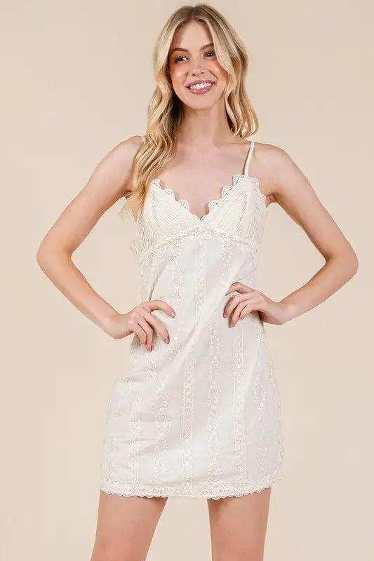 GeeGee Lace Detail Adjustable Strap Mini Cami Dress - Trendsi - Flyclothing LLC