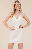GeeGee Lace Detail Adjustable Strap Mini Cami Dress - Trendsi
