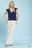 Umgee Contrast Scallop Trim Top - Trendsi - Flyclothing LLC
