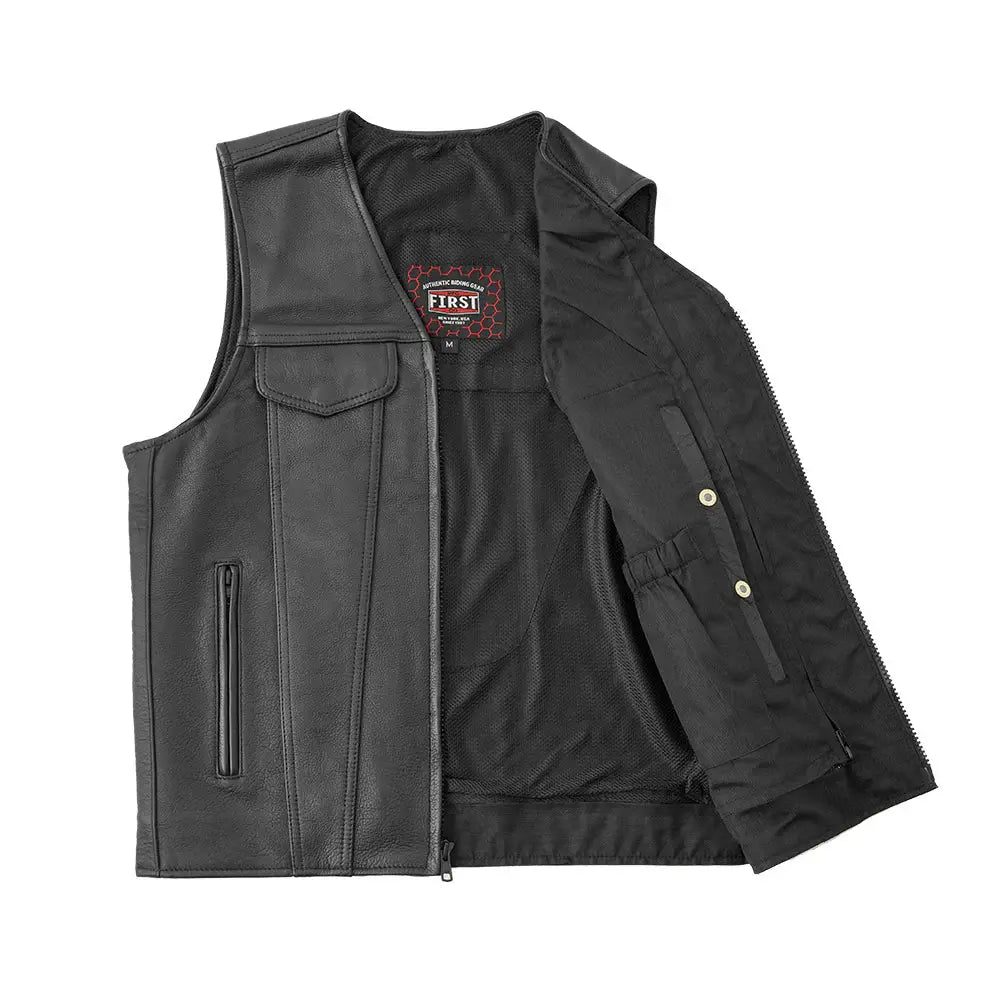 Badlands Men's Motorcycle Leather Vest - First Manufacturing Company - Flyclothing LLC