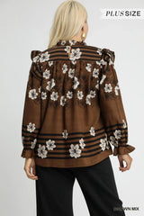 Umgee Full Size Mix Floral Smocked Ruffle Blouse Plus Size - Trendsi - Flyclothing LLC