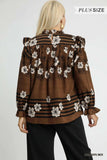 Umgee Full Size Mix Floral Smocked Ruffle Blouse Plus Size - Trendsi - Flyclothing LLC