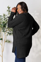 Basic Bae Full Size Ribbed Round Neck Long Sleeve Slit Top - ShopBasicbae - Flyclothing LLC