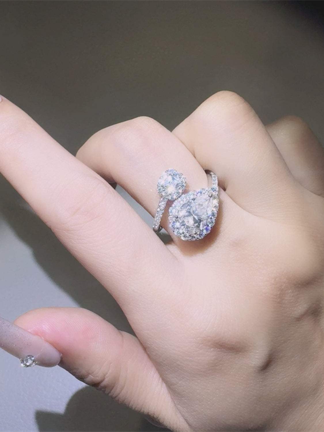 2 Carat Moissanite 925 Sterling Silver Bypass Ring - Trendsi - Flyclothing LLC