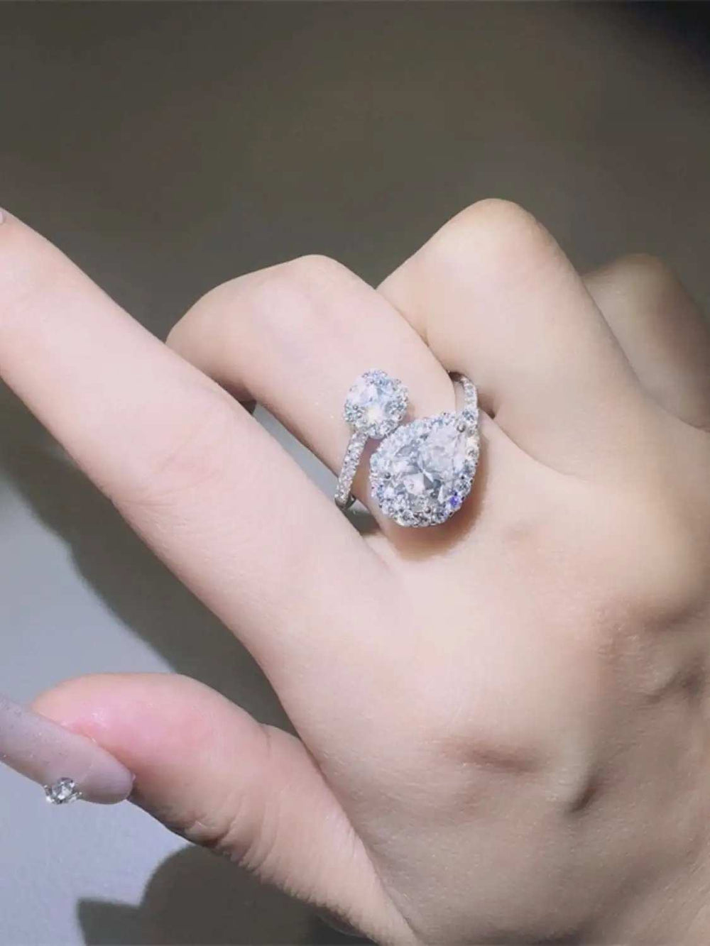 2 Carat Moissanite 925 Sterling Silver Bypass Ring - Trendsi - Flyclothing LLC