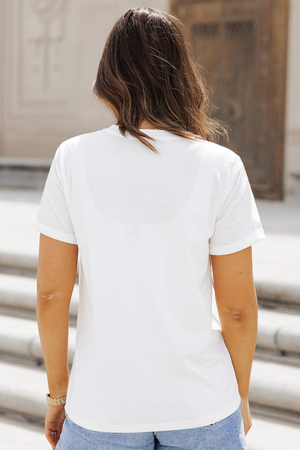 Sequin Football Round Neck Short Sleeve T-Shirt - Trendsi - Flyclothing LLC