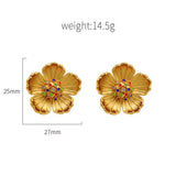 18K Gold-Plated Flower Earrings - Trendsi - Flyclothing LLC