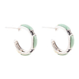 Baguette Blue Turquoise and Sterling Silver Hoop Earrings