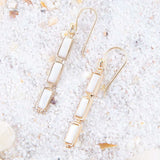 Baguette Mother of Pearl and Golden Bronze Linear Earrings - Barse Jewelry - Flyclothing LLC