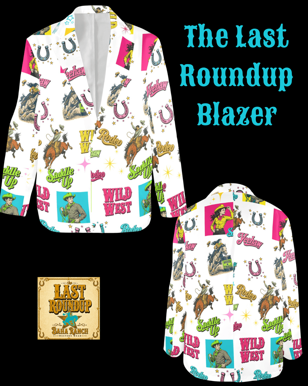 Baha Ranch The Last Roundup Western Rodeo Blazer in White - Baha Ranch Western Wear - Flyclothing LLC