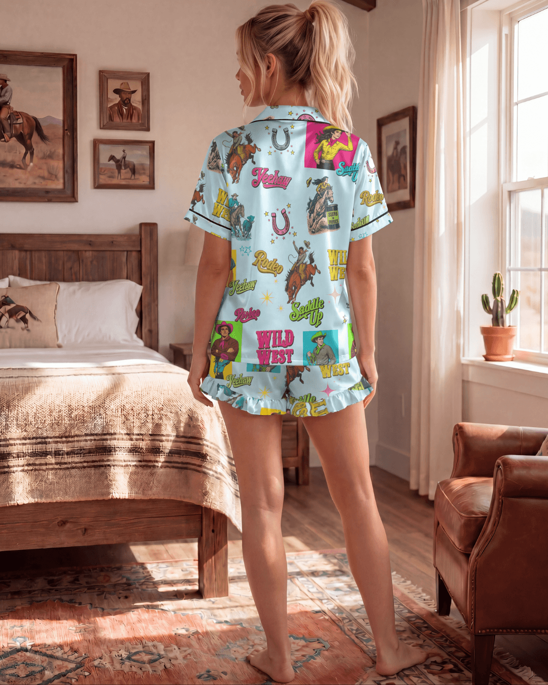 Baha Ranch The Last Roundup Western Rodeo Satin Pajama Set