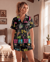 Baha Ranch The Last Roundup Western Rodeo Satin Pajama Set - Baha Ranch Western Wear - Flyclothing LLC