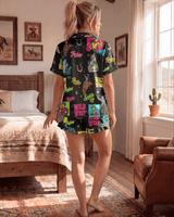 Baha Ranch The Last Roundup Western Rodeo Satin Pajama Set - Baha Ranch Western Wear - Flyclothing LLC