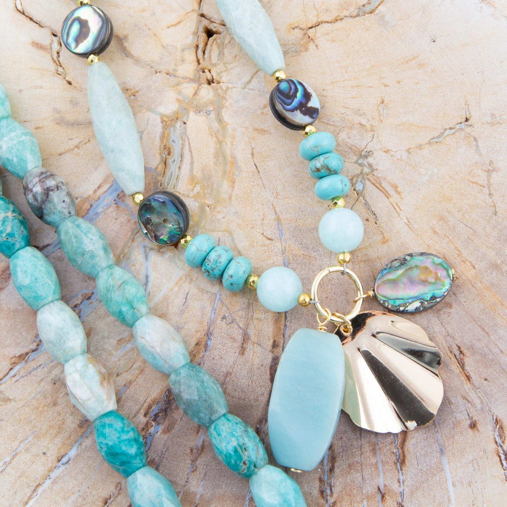 Baja Amazonite and Abalone Long Necklace - Barse Jewelry - Flyclothing LLC