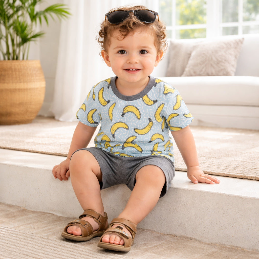 Banana Split Bamboo T-Shirt & Cotton Shorts Set for Boys - Tesa Babe - Flyclothing LLC
