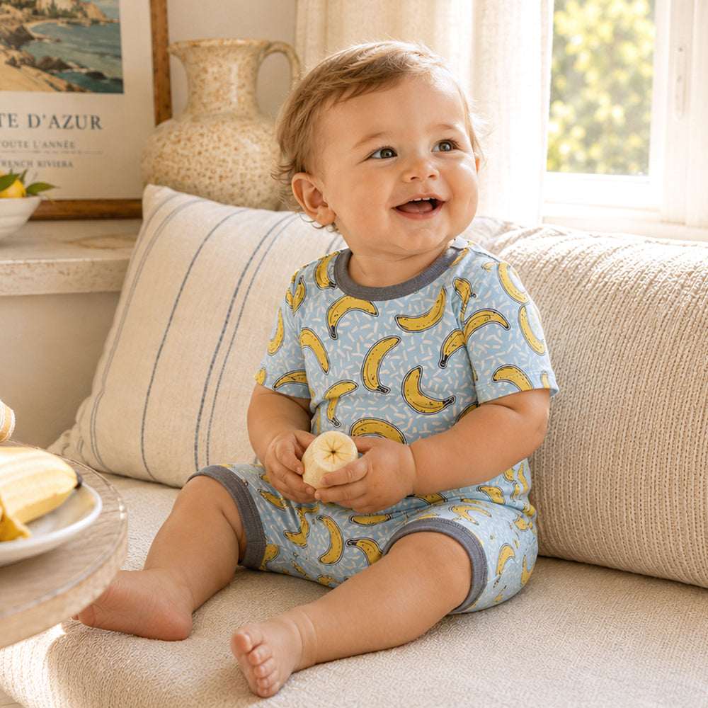 Banana Split Soft Bamboo Shorty Romper for Baby Boys - Tesa Babe - Flyclothing LLC