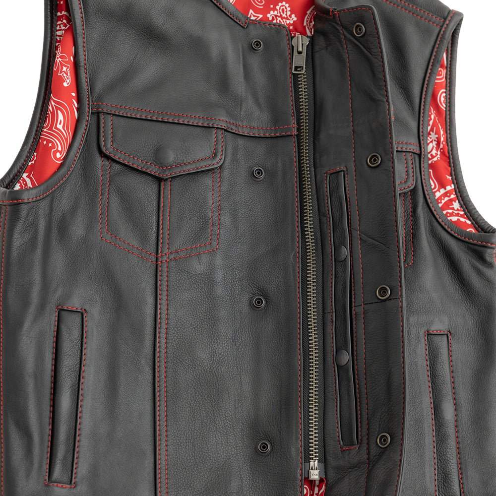 Bandit Men's Leather Motorcycle Vest - First Manufacturing Company - Flyclothing LLC