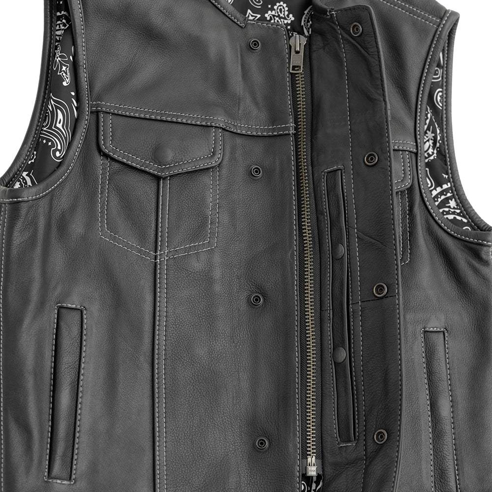 Bandit Men's Leather Motorcycle Vest - First Manufacturing Company - Flyclothing LLC