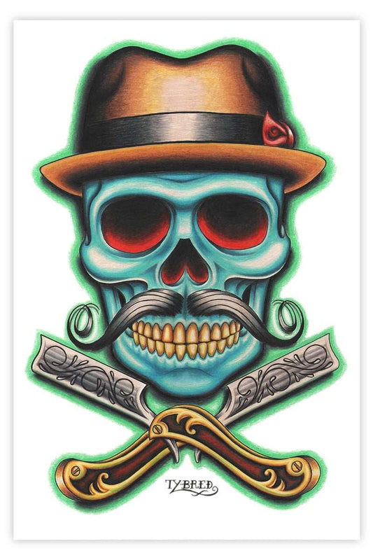 Black Market Art Company Barber Skull Print - Black Market Art Company - Flyclothing LLC