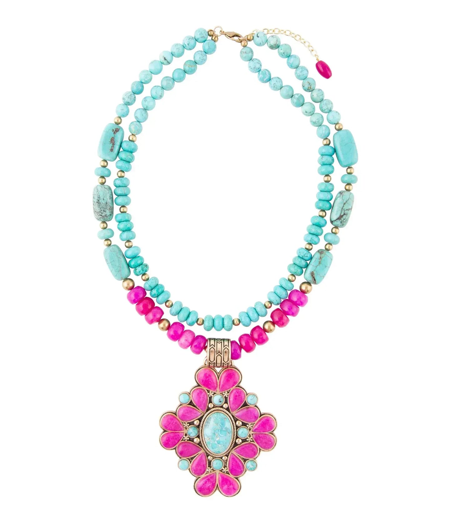 Barcelona Pink Agate Cross Golden Pendant Necklace - Barse Jewelry - Flyclothing LLC