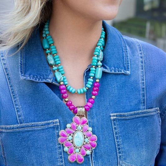 Barcelona Pink Agate Cross Golden Pendant Necklace - Barse Jewelry - Flyclothing LLC