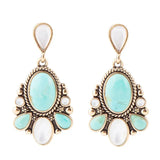 Barcelona Turquoise and Mother of Pearl Post Drop Earrings - Barse Jewelry - Flyclothing LLC