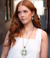 Barcelona Blue Turquoise and Mother of Pearl Golden Statement Necklace - Barse Jewelry - Flyclothing LLC