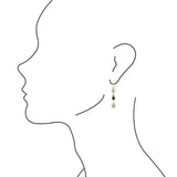 Barcelona Blue Turquoise and Black Onyx Linear Drop Golden Earrings - Barse Jewelry - Flyclothing LLC