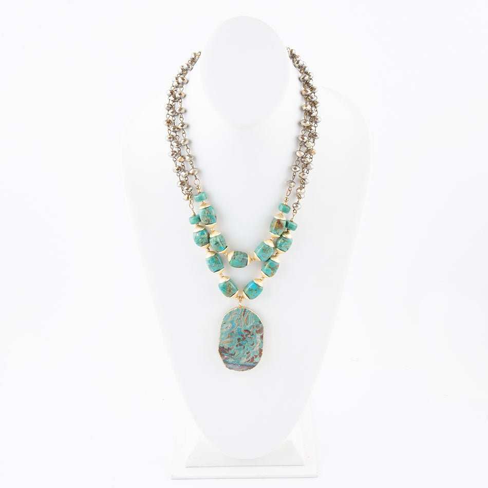 Baron Blue Turquoise Magnesite Pendant Statement Necklace - Barse Jewelry - Flyclothing LLC