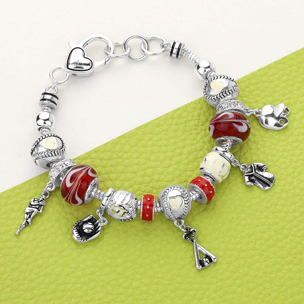 Baseball Charm Multi Bead Bracelet - Madeline Love - Flyclothing LLC