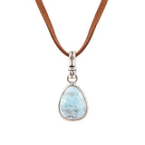 Basic Blue Larimar and Sterling Silver Pendant Leather Necklace - Barse Jewelry