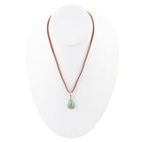 Basic Turquoise and Sterling Silver Pendant Leather Necklace - Barse Jewelry