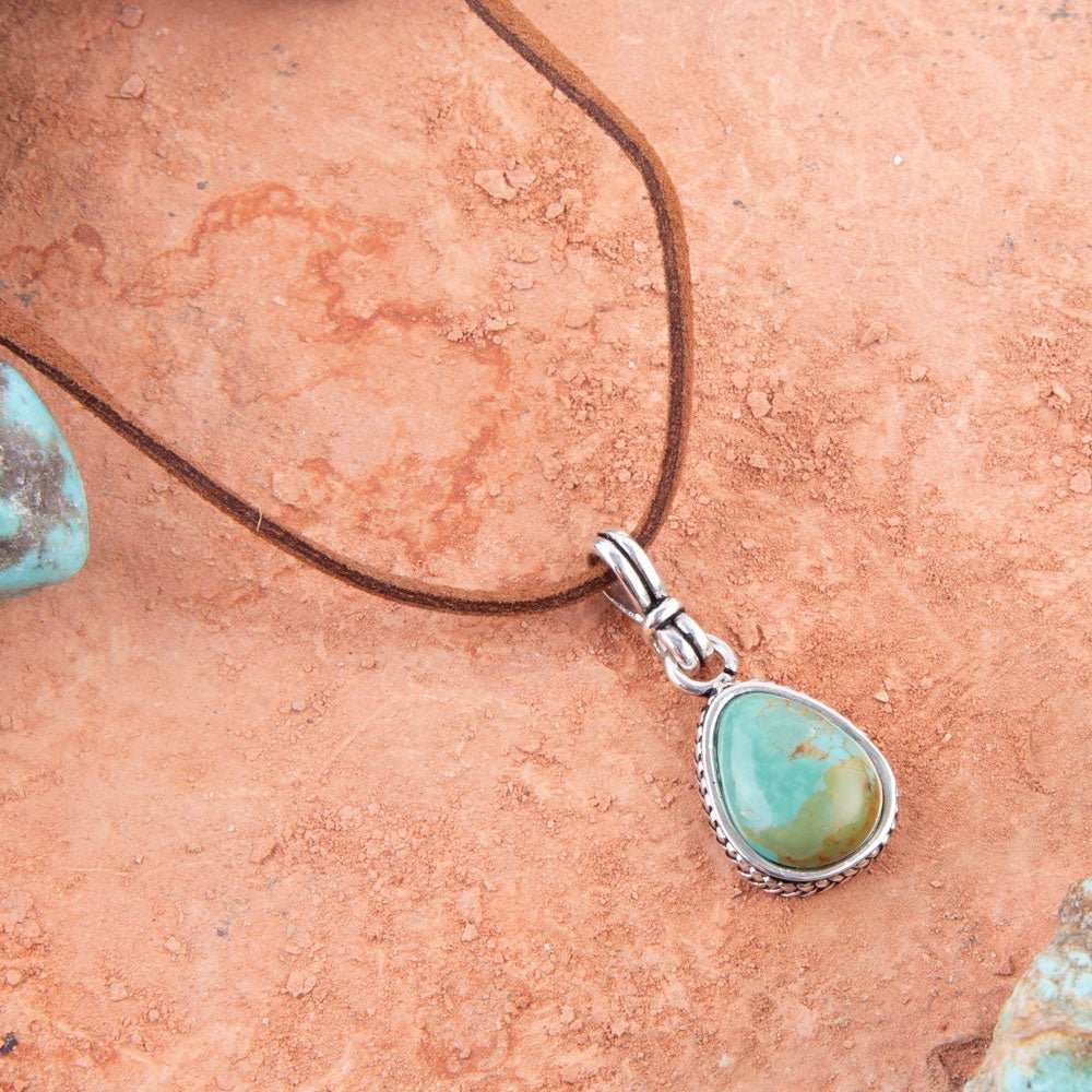 Basic Turquoise and Sterling Silver Pendant Leather Necklace - Barse Jewelry - Flyclothing LLC