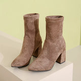 Point Toe Block Heels Boots - Trendsi - Flyclothing LLC