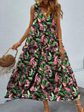 Floral Tiered Maxi Tank Dress - Trendsi - Flyclothing LLC