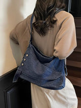 Casual Denim Crossbody Bag with Button Detail - Trendsi - Flyclothing LLC
