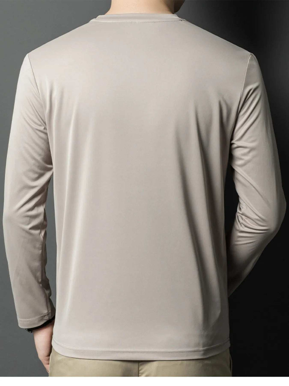 Men's Plus Size Round Neck Long Sleeve T-Shirt - Trendsi - Flyclothing LLC