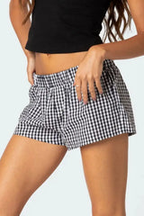 Plaid Elastic Waist Shorts - Trendsi - Flyclothing LLC